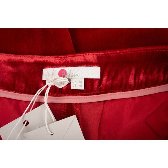 Boden Womens Selwood Velvet Silk Pants UK 8L US4 4L Tall Red Wide Leg NWT - Picture 9 of 9